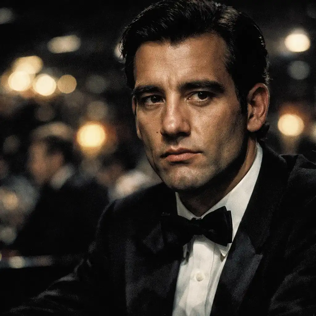 Kadr z filmu Croupier: Clive Owen w stroju krupiera